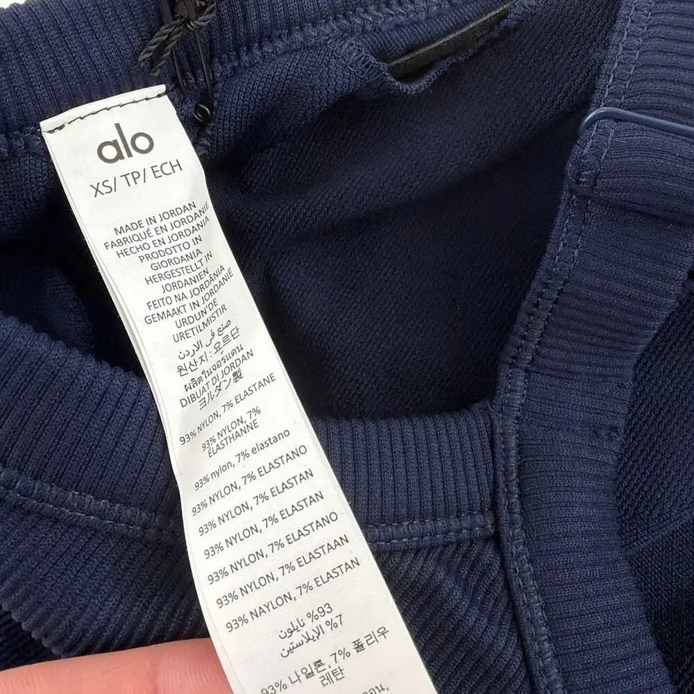 Alo Yoga Navy Seamless Ribbed Favorite Bra Tank Size XS